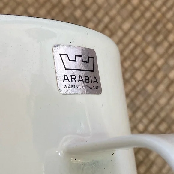 Rare 1960s Finland Kaj Franck for Arabia White Enamel Pitcher